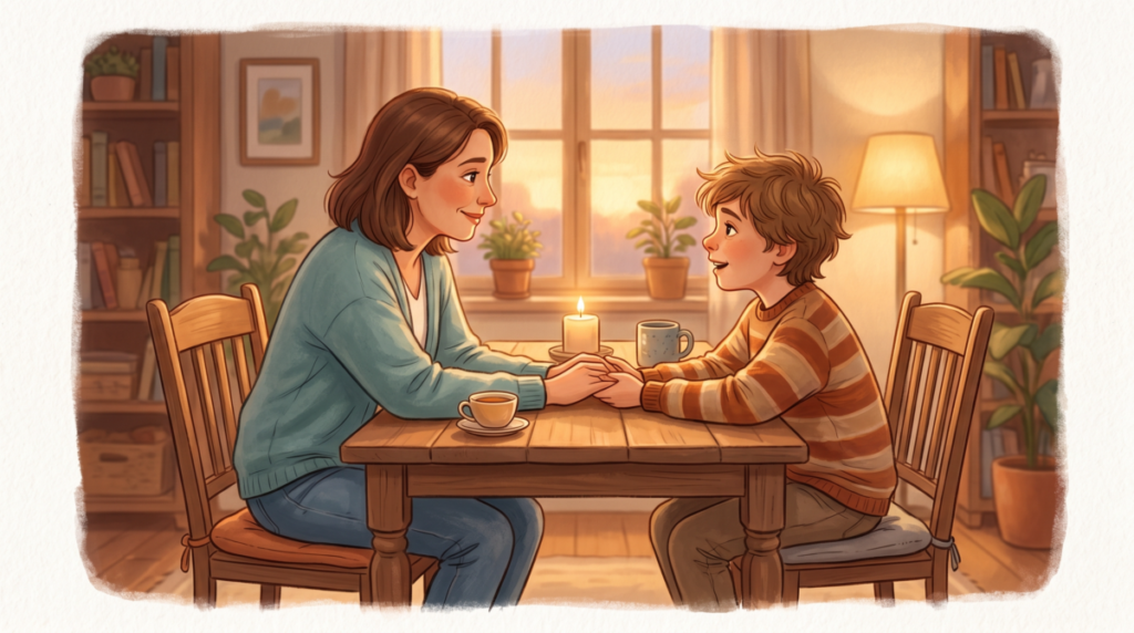 26년 3월 손끝세 예배 - 연동교회 touching hopeful illustration of a parent and ele 1778657736187